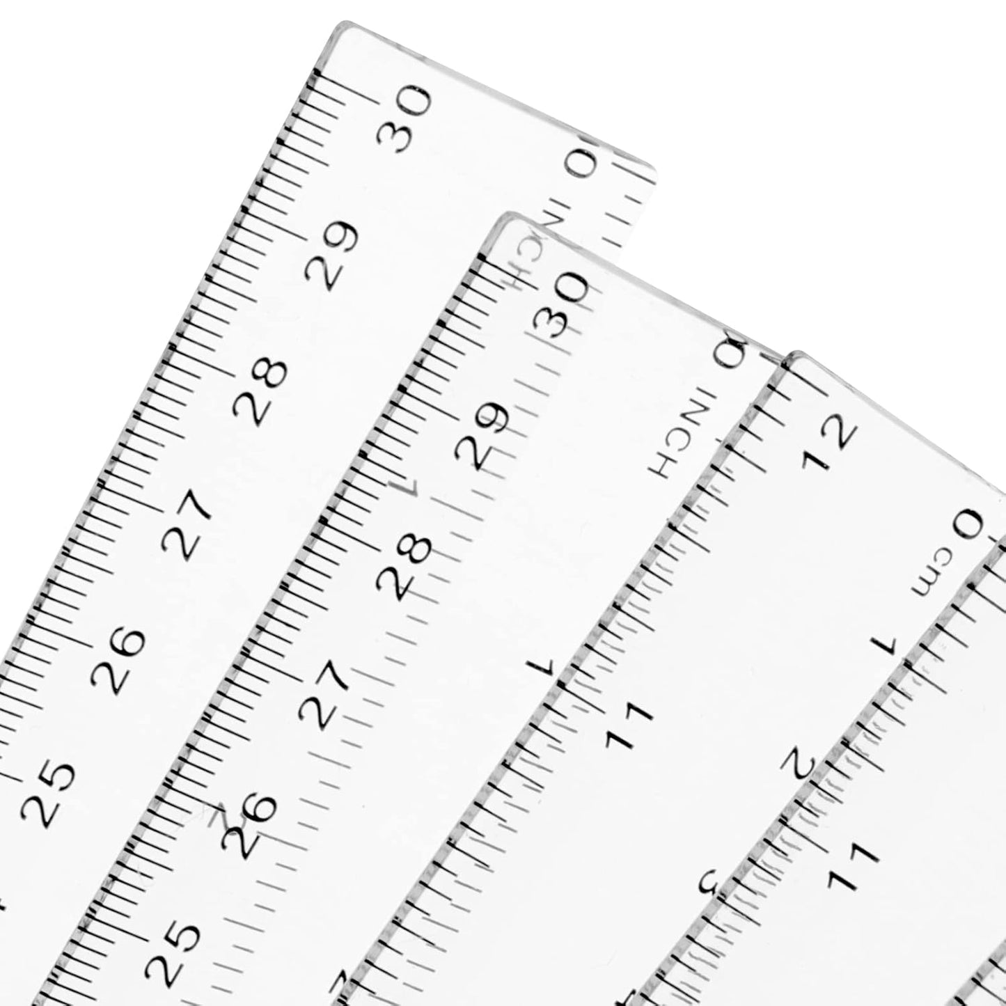 KEILEOHO 200 Pack 12 Inch Clear Plastic Ruler, Bulk Standard/Metric Straight Rulers, Transparent Rulers Measuring Tool for Classroom, Home, Office, Craft Room