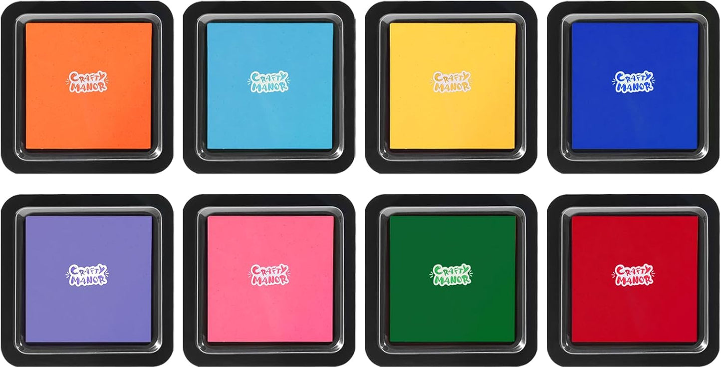 8 Colors Washable Stamp Pad for Kids Finger Paint, Latex Foam Fingerprint Inkpad, Water Base Ink Stamps Pads for Kid Classroom, Clothing, Letter (8 Colors)