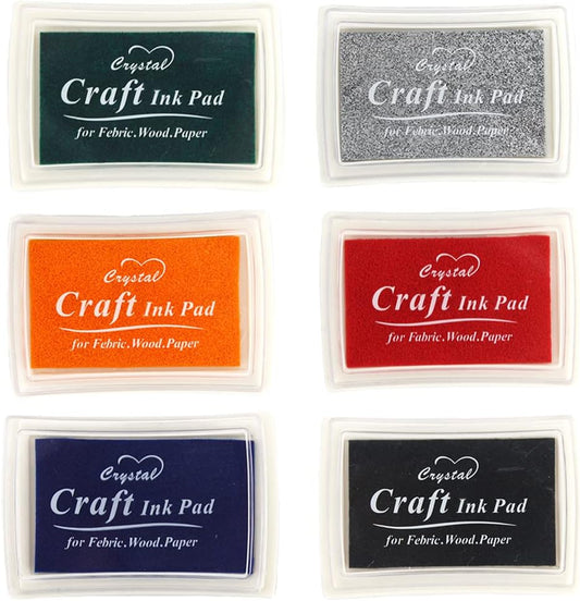 6 Pcs Craft Ink Pad, Washable Ink Pads for Kids Multicolor Ink Pads for Rubber Stamps, Paper, Scrapbooking, Wood Fabric, 6 Unique Darken Colors