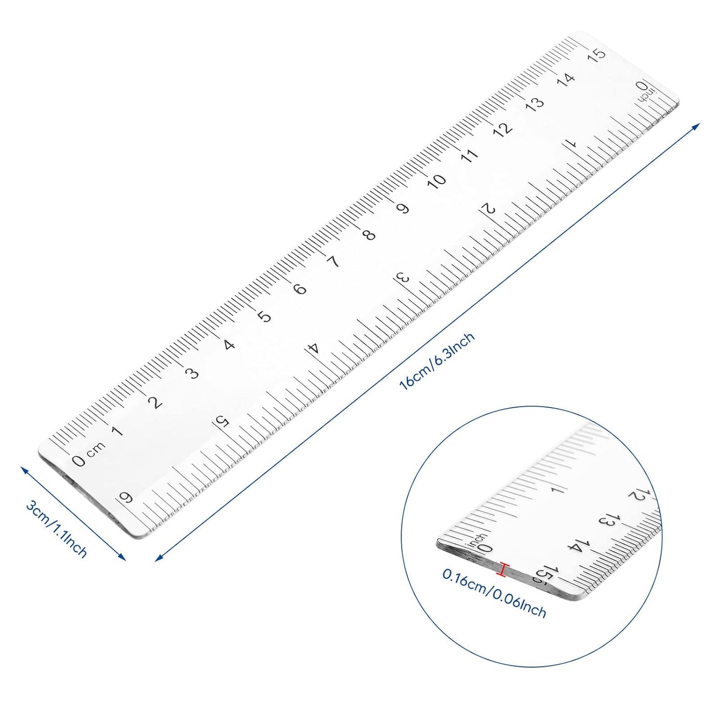 Zonon 100 Pcs 6 Inch Rulers Bulk Clear Plastic Flexible Straight Rulers with Inches and Centimeters First Day of School Gift for Students Back to School Office Supplies