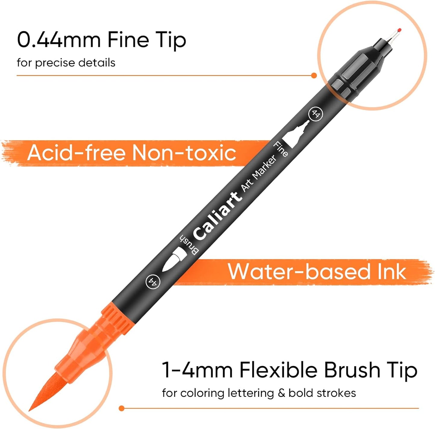 Caliart 34 Double Tip Brush Pens Art Markers, Aesthetic Cute Preppy Stuff School Supplies, Artist Fine & Brush Pen Coloring Markers for Kids Adult Book Cards Drawing Craft Kit Teacher Office Supplies