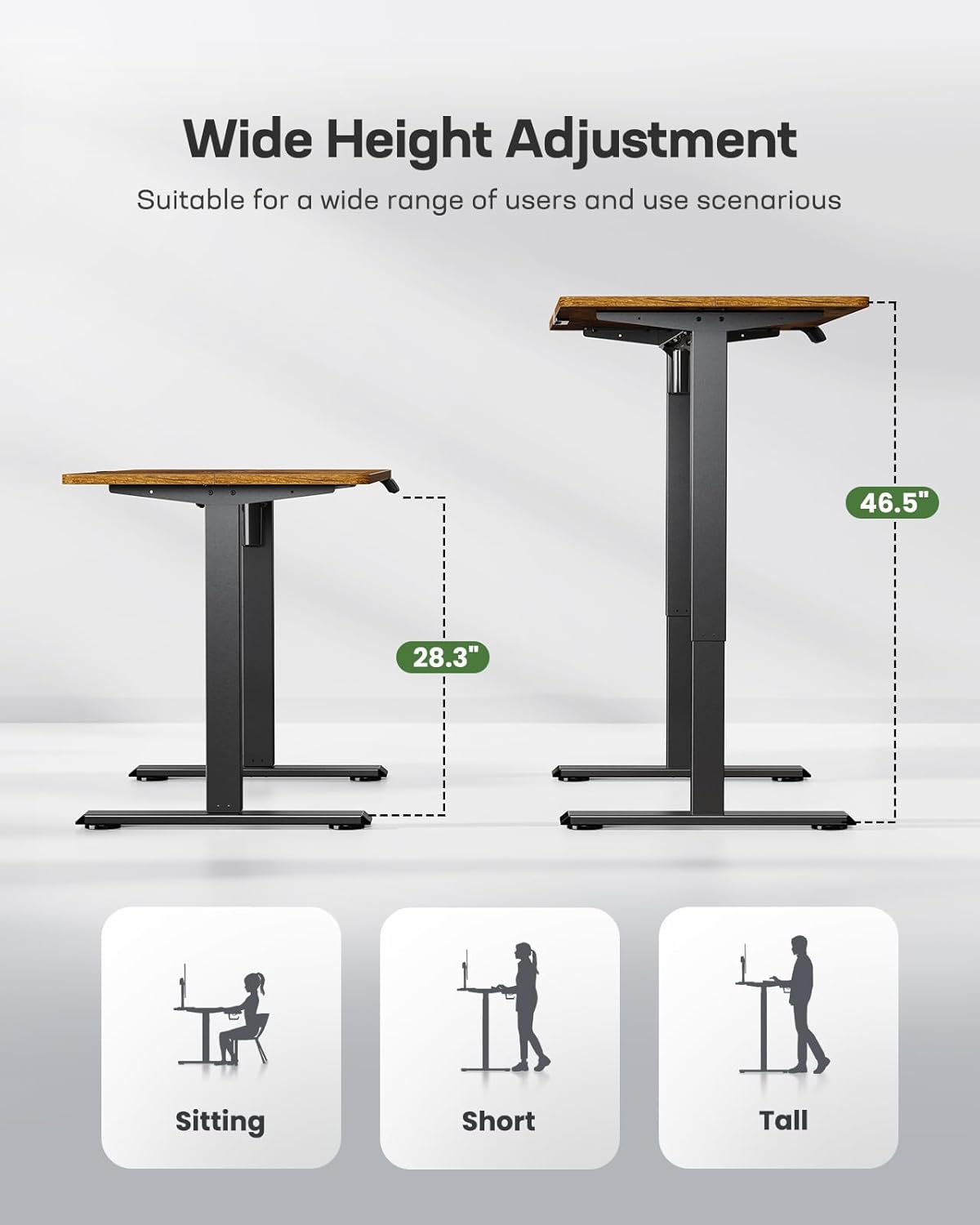 Marsail Electric Standing Desk, Adjustable Height Stand up Home Office Desk Large 55x24 Inch Sit Stand Computer Desk, with 4 Memory Presets, Headphone Hook,Cable Organizer, Rustic Brown