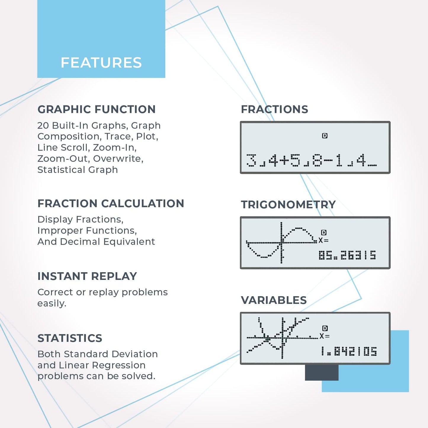 CATIGA Scientific Calculator with Graphic Functions - Multiple Modes with Intuitive Interface - Perfect for Students of Beginner and Advanced Courses, High School or College