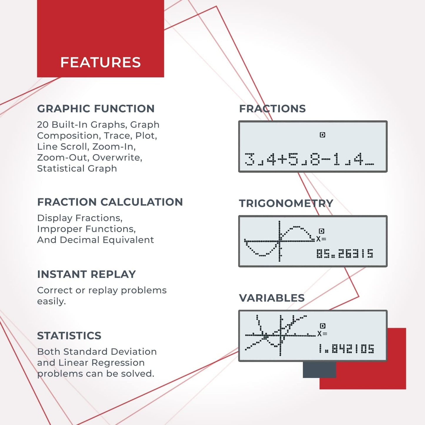 CATIGA Scientific Calculator with Graphic Functions, Multiple Modes with Intuitive User Interface for Beginners and Advanced Courses, High School or College, CS-229