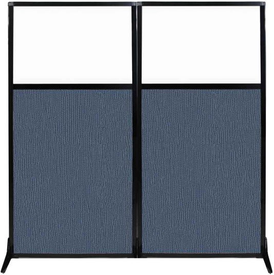 Versare Workstation Partition | Portable Wall Divider | Modern Office Cubicle | Free Standing Privacy Screen | Flexible Work Space | 66" x 70" W/Window, Ocean Fabric Panels