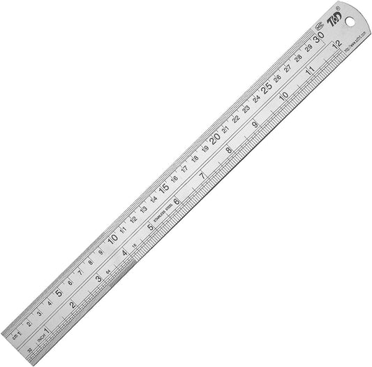 ZZTX Metal Straight Edge Ruler Set,Stainless Steel Ruler,12 Inch, Bulk 1 Pack