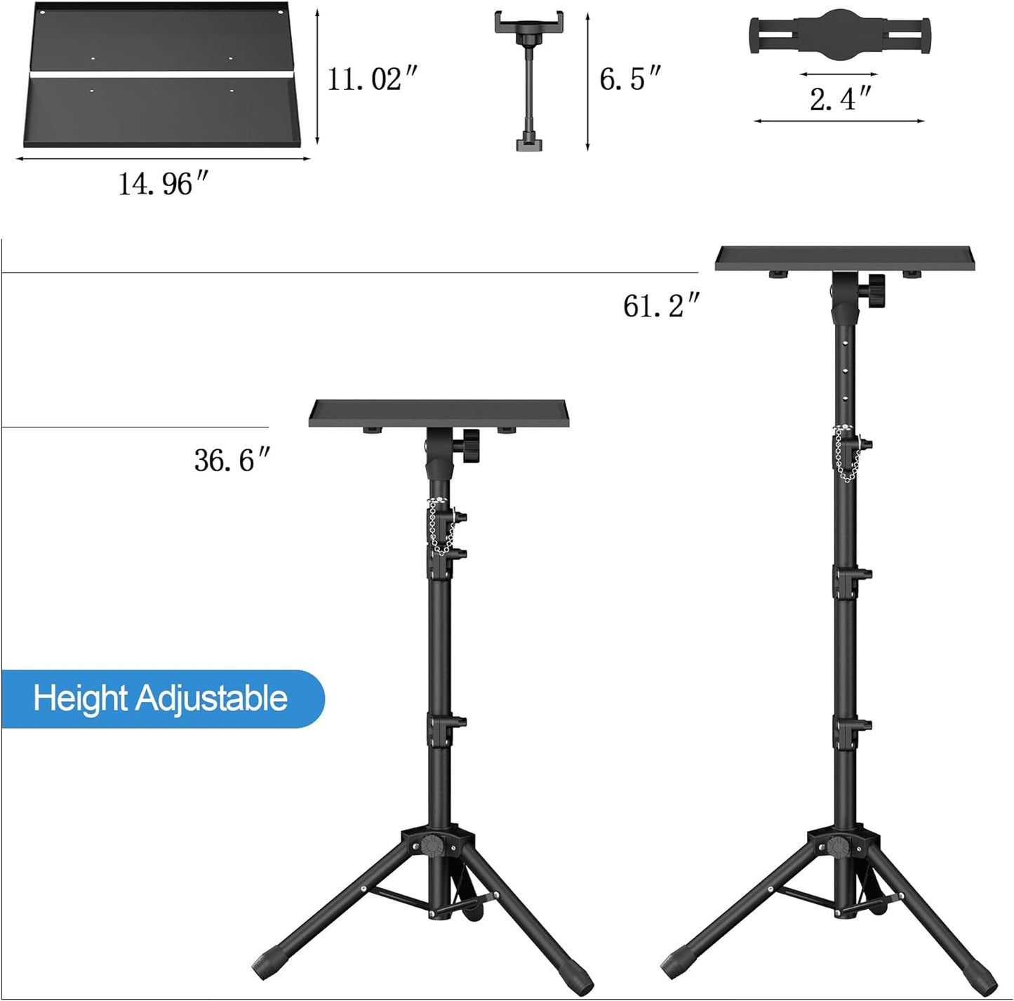 Projector Stand - Adjustable Height 22 to 63 Inches, Tripod for Laptop & Projector, Outdoor Movies