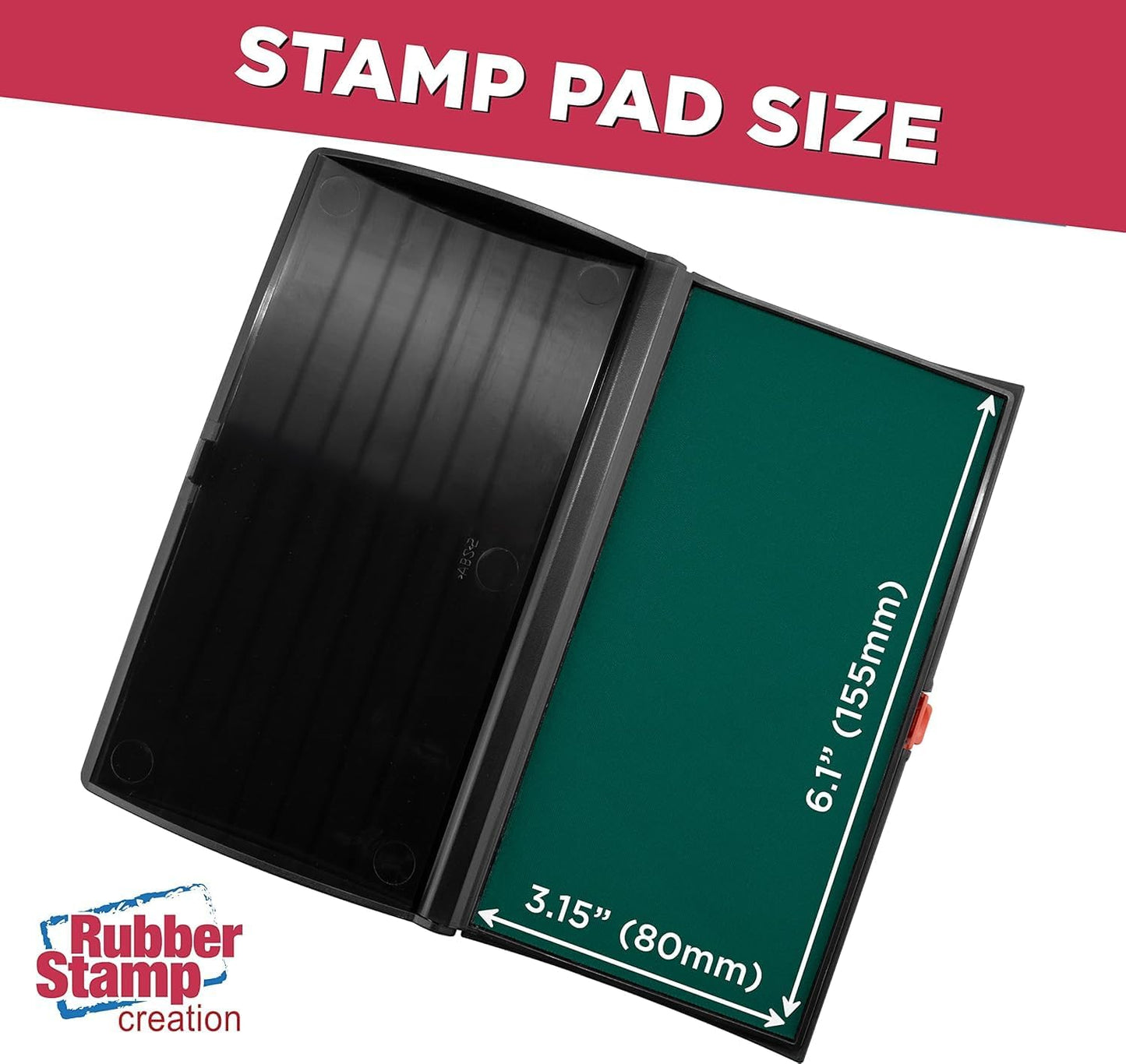 Large Premium Green Ink Stamp Pad - 3" by 6" - Quality Felt Pad - Case with Closing snap