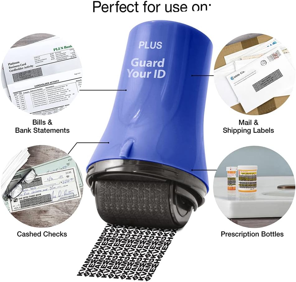 Guard Your ID Wide Advanced Roller 2.0 Identity Theft Prevention Security Stamp Blue