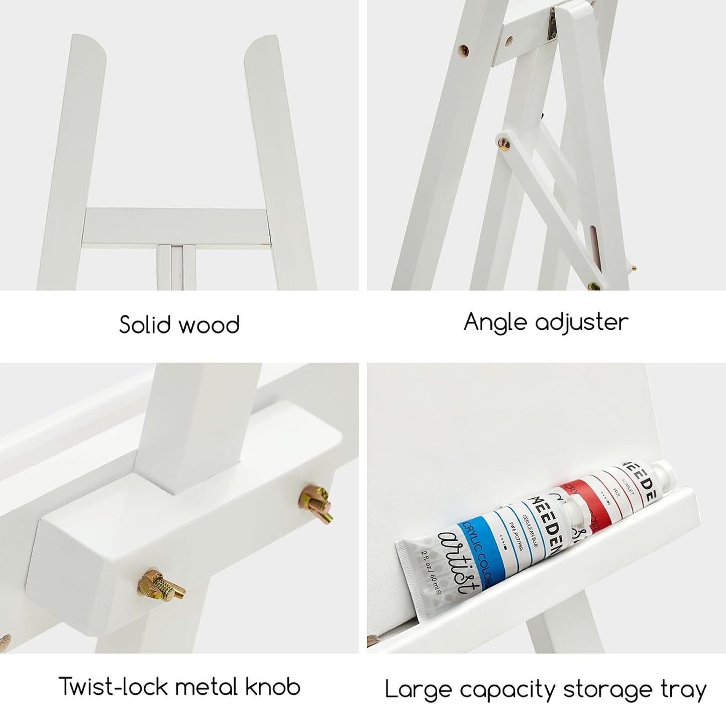 MEEDEN Art Easel Stand for Display: Adjustable Wooden Stands for Sign - A Frame Painting Easel for Canvas up to 60" for Artist Adults Drawing Picture Poster - White