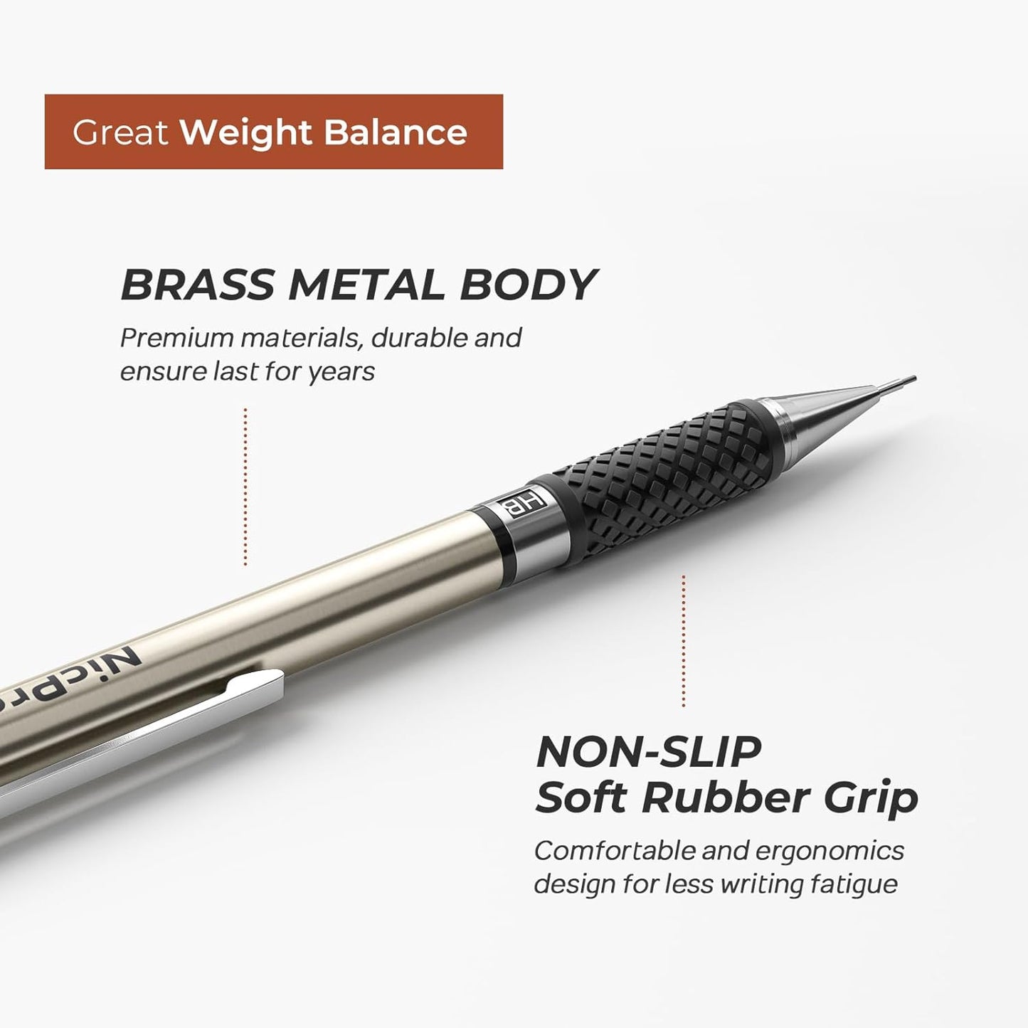 Nicpro 0.7 mm Art Mechanical Pencil Set in Storage Case, 3 PCS Metal Drafting Pencil Lead Pencil with 6 Tube HB Lead Refills, 3 Erasers, 9 PCS Eraser Refills for Artist Writing, Drawing, Sketching