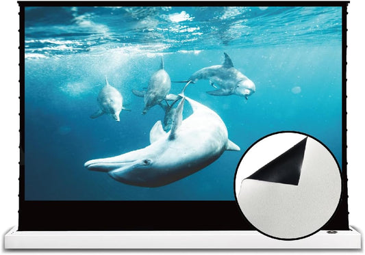 VIVIDSTORM-Movie Screen S 84 inch Motor Rollable Foldaway Portable Screen with White Cinema PVC, 4k 3D HD Gaming/Office Room,Compatible with Standard Projector,VWSDSTW84H