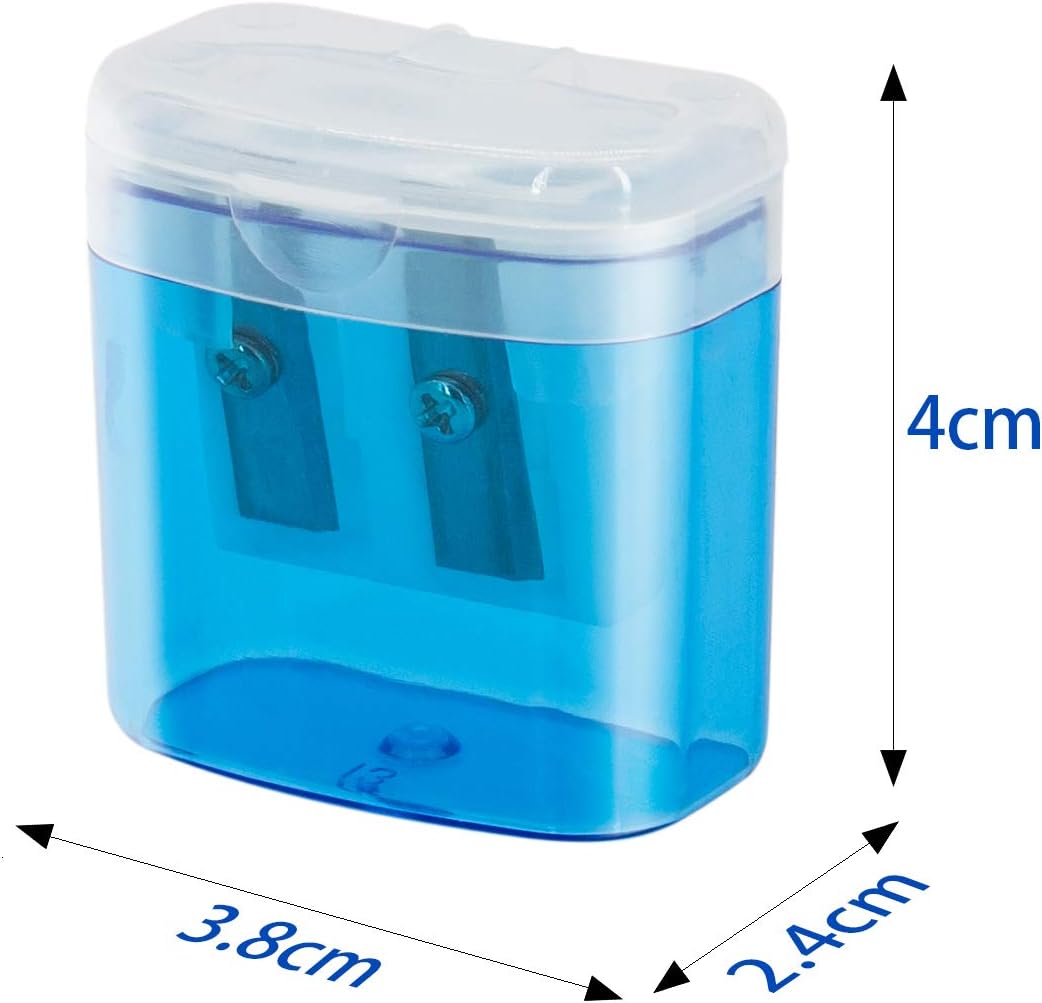 KIDMEN 12 PCS 2 Holes Small Manual Pencil Sharpener with Lid,for Kids,School