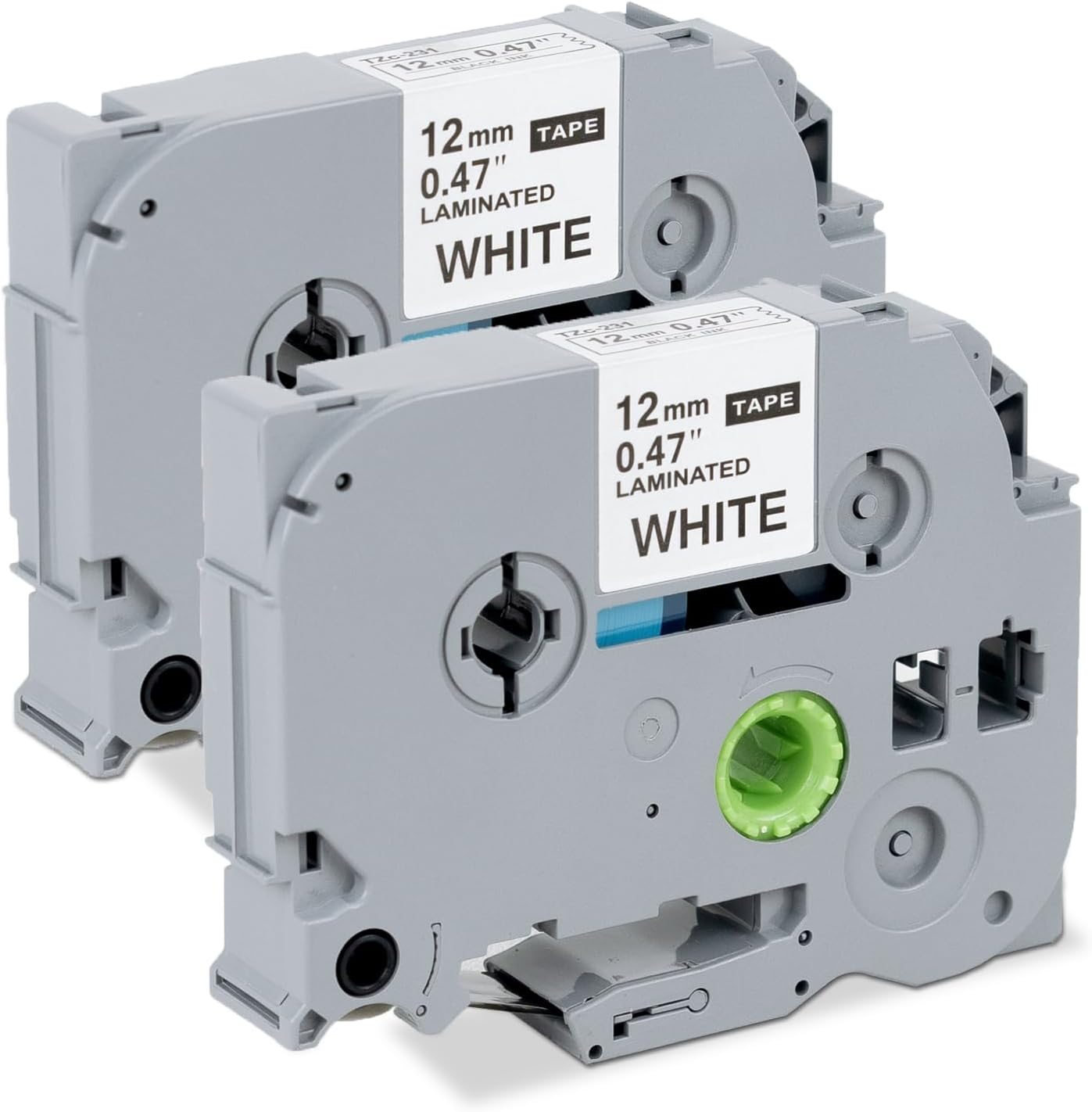 PT-D210 PT-D220 PT-H110 PT-H111 Label Tape 12mm .47 Laminated Black on White 2 Pack