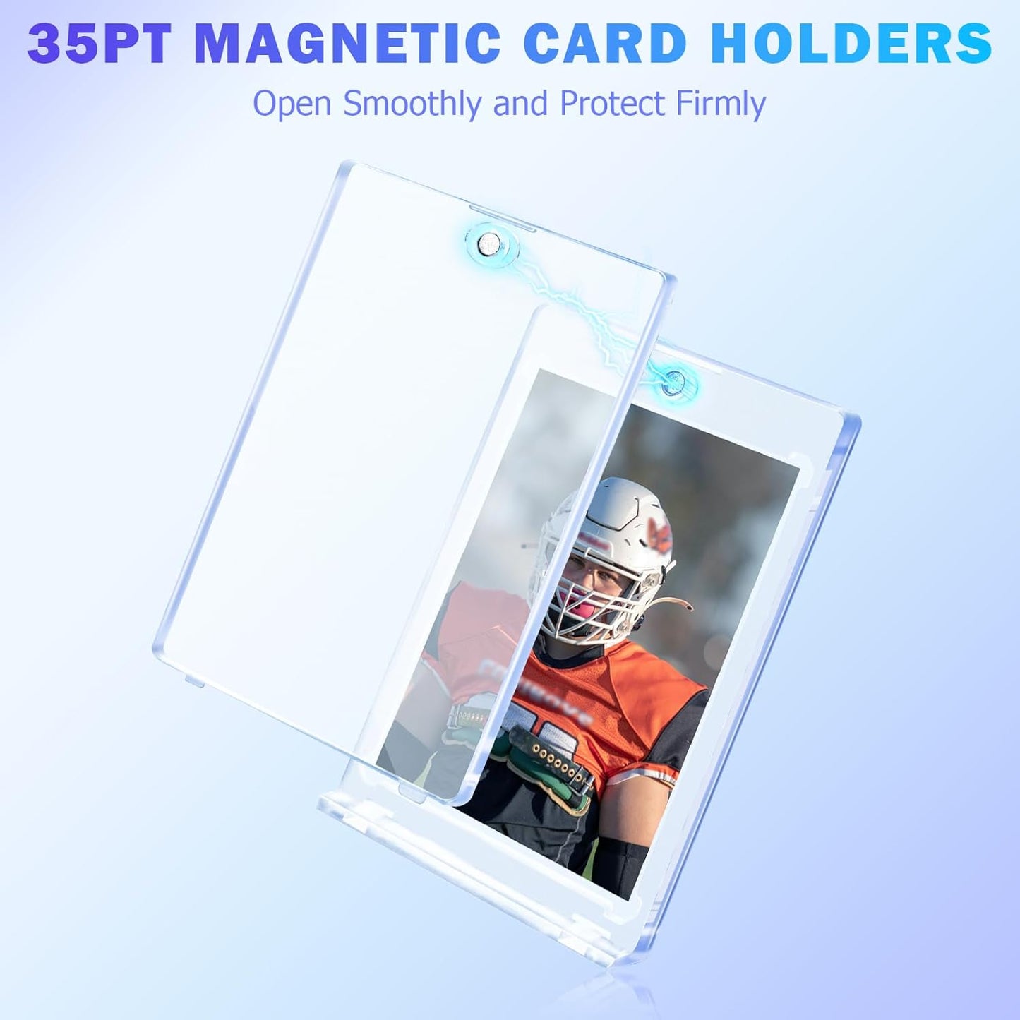 100ct Magnetic Card Holder for Trading Cards, 35 PT One Touch Card Sleeves, Hard Plastic Card Protectors Top Loaders Display Case for Baseball, Football, Sports, Game, TCG, MTG, YUGIOH