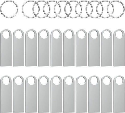 ABLAZE 1GB Flash Drive 20 Pack, Metal USB 2.0 Thumb Drives with Keychains USB Sticks Pendrives (Sliver)