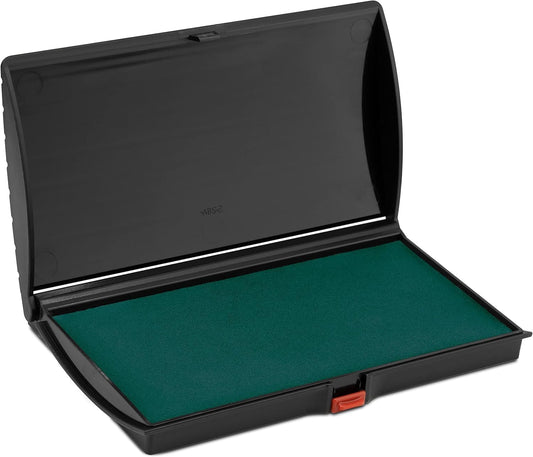 Large Premium Green Ink Stamp Pad - 3" by 6" - Quality Felt Pad - Case with Closing snap