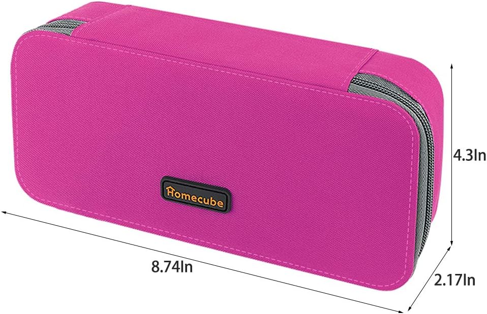 Homecube Large Capacity Pencil Case Oxford Cloth Bag Storage Pouch Marker Pen Pencil Cute Stationery Organizer Bag Holder with Zipper for Middle High School & Office Boy Girl Teen - Rose Red