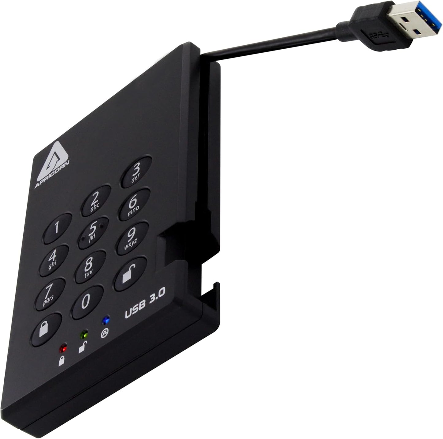 Apricorn 500GB Aegis Padlock USB 3.0 256-bit AES XTS Hardware Encrypted Portable External Hard Drive (A25-3PL256-500)