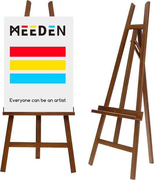 MEEDEN Wooden Easel Display Stand: Adjustable Art Easels for Sign, A Frame Painting Easel for Canvas up to 60", Ideal for Artist Adults Drawing Picture Poster - Walnut