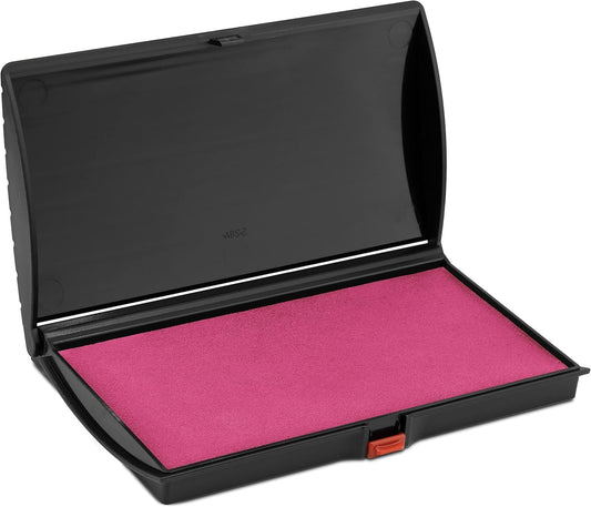 Large Premium Pink Ink Stamp Pad - 3" by 6" - Quality Felt Pad - Case with Closing snap