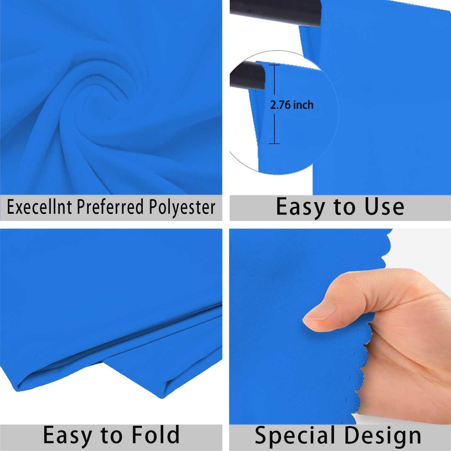 Blue Photo Backdrop for Photoshoot Blue Background for Photography Photo Backdrop Curtain for Party 10 x 10 FT