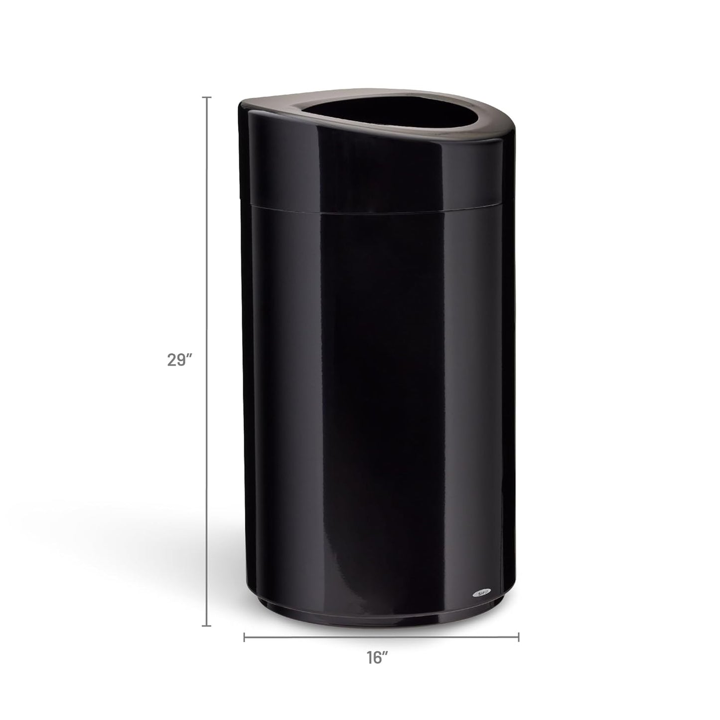 Safco Open Top Trash Can, 14 Gallon Stainless Steel, Modern Garbage Can for Indoor Use, Black