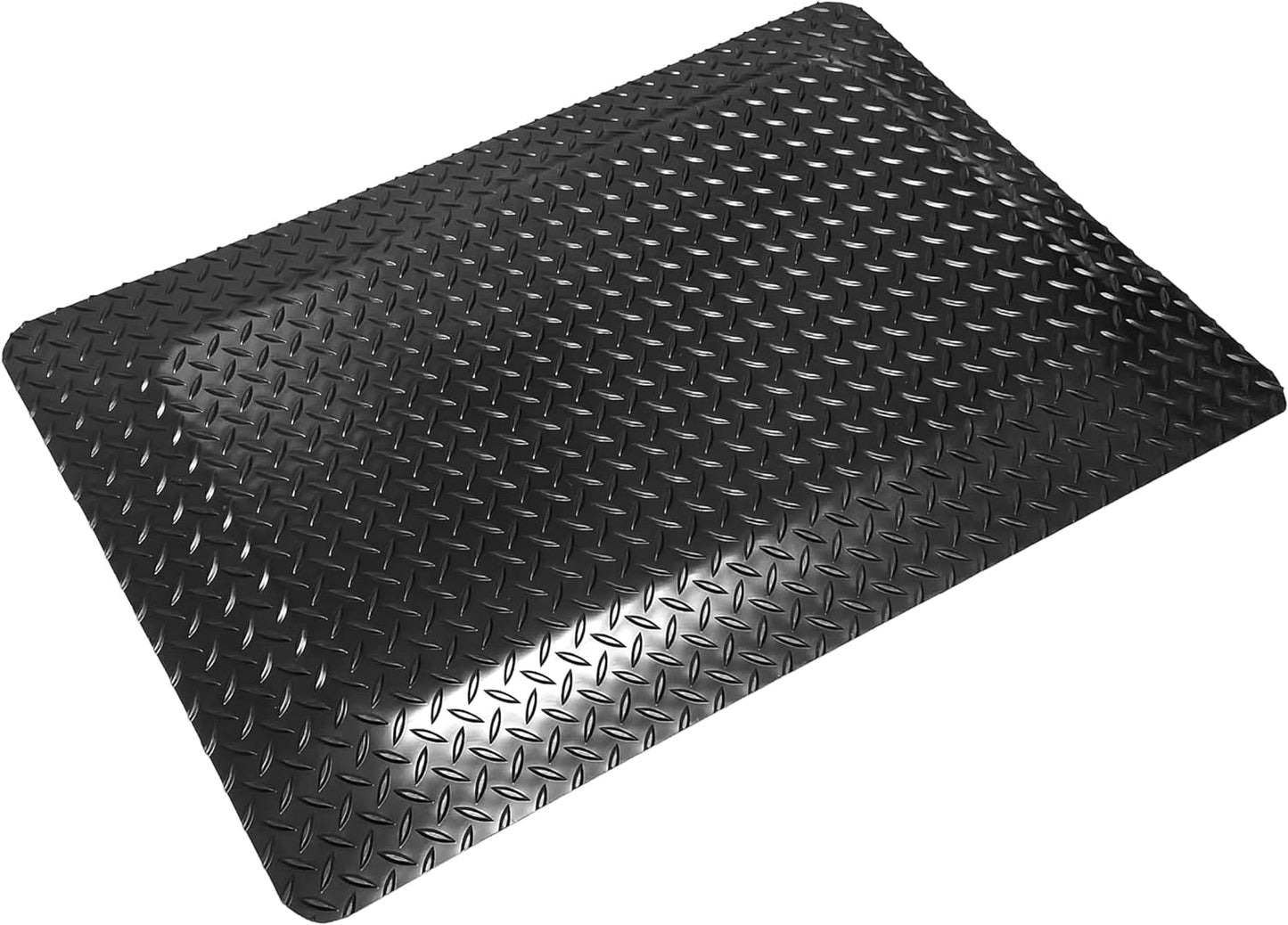Rhino Mats, American Classic Diamond Anti-Fatigue Mats, Industrial Ergonomic Comfort Standing Mat for Work, Home, Garage, Office, Kitchen or Anywhere (Black 9/16" Thick, 4 FT. x 15 FT.)