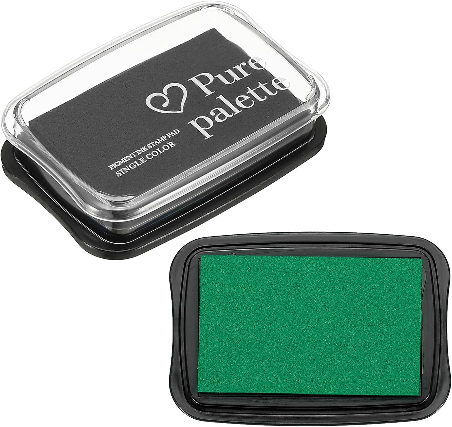 PATIKIL 3"x2" Large Stamp Pad, 2Pcs Washable Craft Ink Pad for Rubber Stamp Card Making Stamping Scrapbook Fingerprint Handprint, Dark Green/Black
