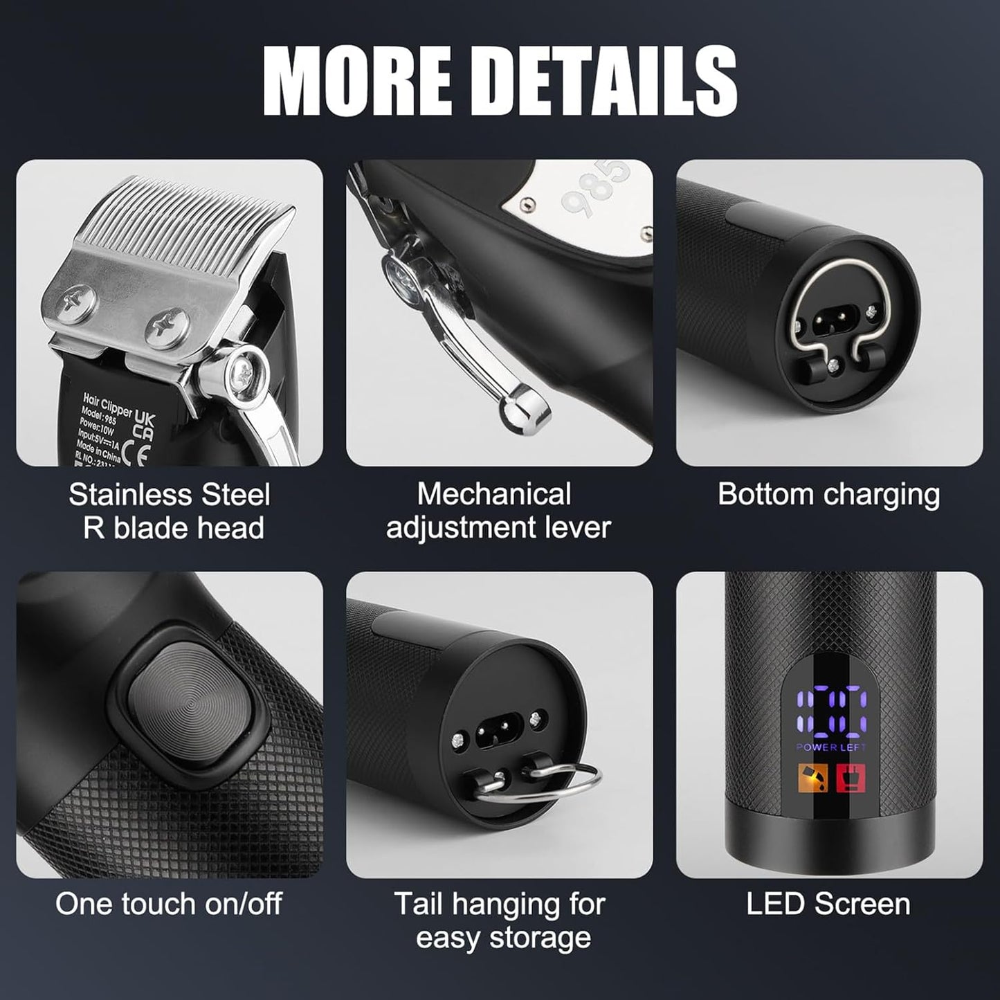 RESUXI Hair Clipper for Men T Blade Zero Gapped Nose Hair Trimmer Set, Professional Cordless Barber Clippers Hair Cutting Machine Haircut Grooming Kit,Black