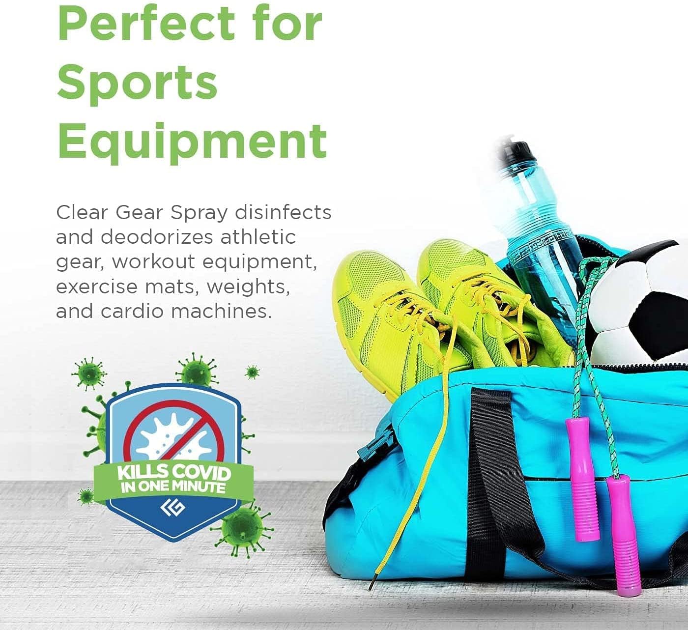 Disinfectant Cleaner, and Deodorizer For Sports Equipment, Gyms, and Fitness Centers - EPA-Registered, Hospital Grade, Made in USA - 1-Pack of 32 Oz Bottle Disinfecting Spray