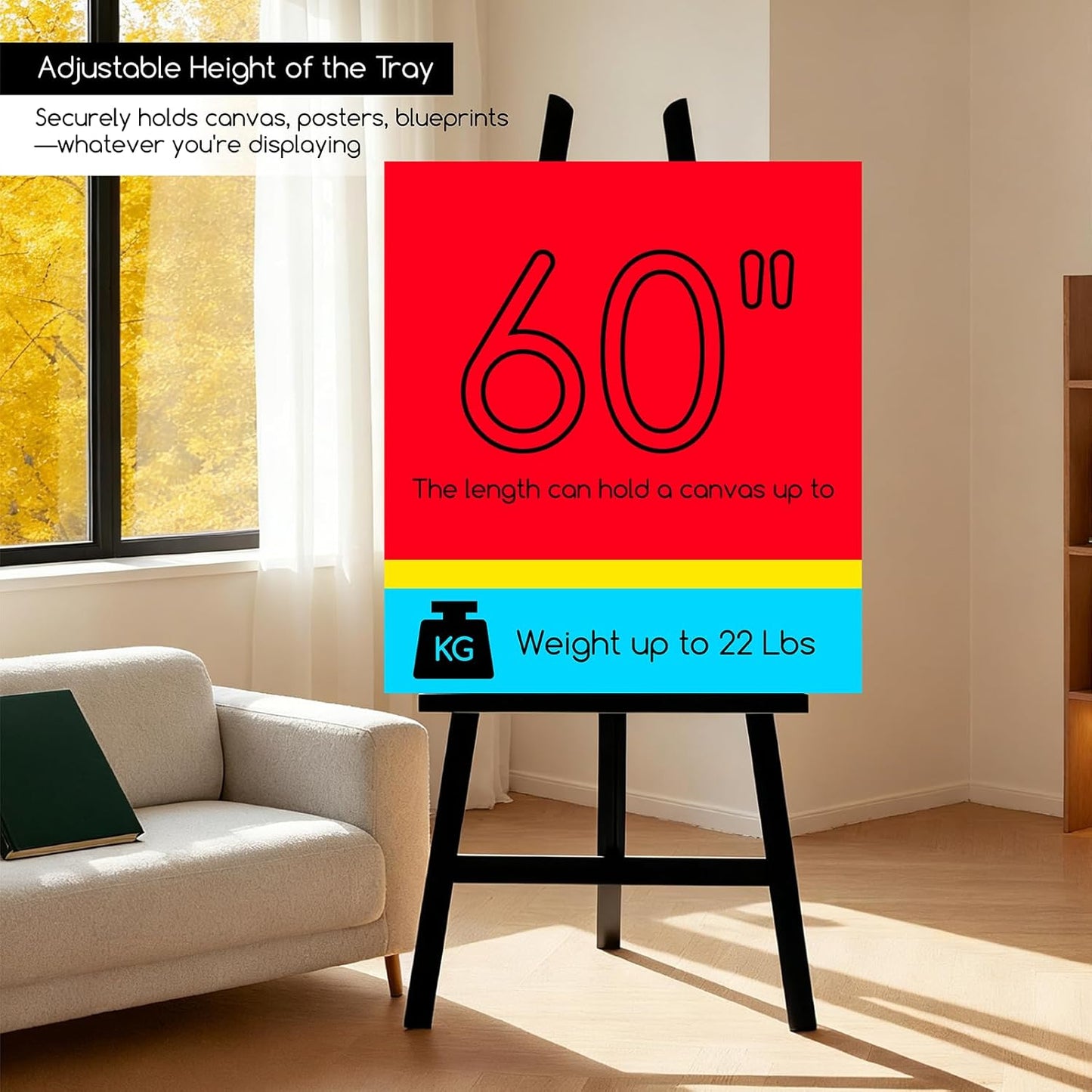 MEEDEN Display Easel Stand for Sign: Adjustable Wooden Stands for Painting - A Frame Art Easel for Canvas up to 60" for Artist Adults Drawing Picture Poster - Black