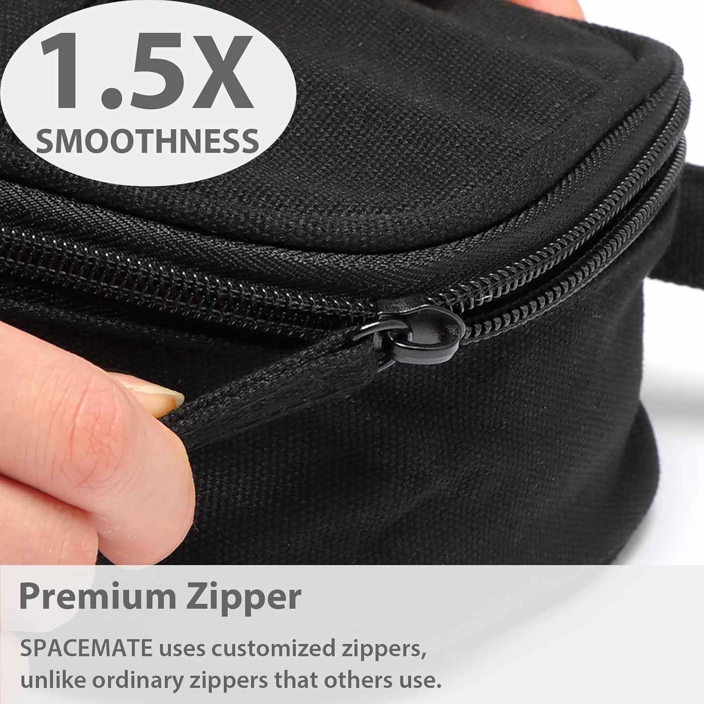 Pencil Case Pouch Box Bag School Supplies Girls Boys Kids, Cute Preppy Stuff Large Big Capacity Aesthetic Pen Organizer, Back to College Stationary, Coal Black, Heavy Duty Canvas, 1800ml