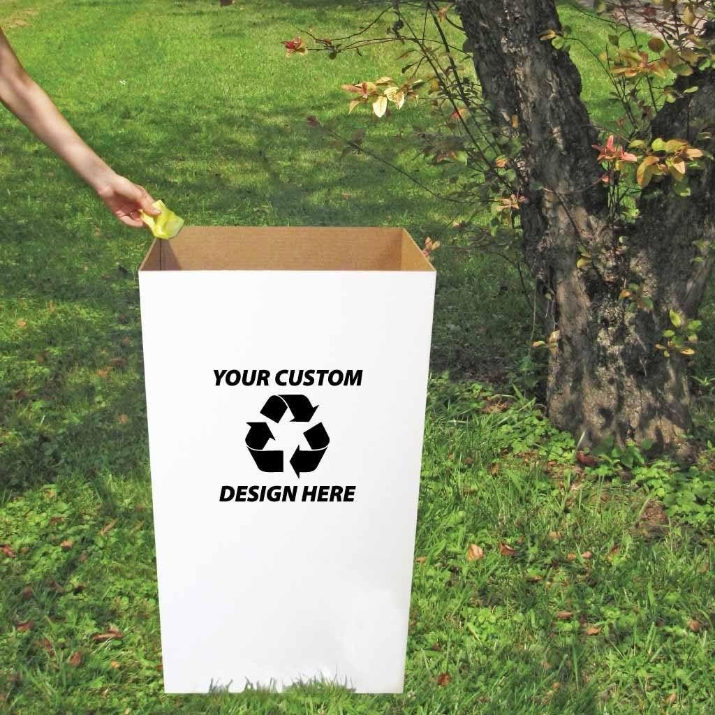 VictoryStore 22.3 gallons Cardboard Trash Bin, Reusable, Recyclable and Disposable Trash Cans, Sturdy Cardboard Medium Size (Custom Logo, 10-Pack)
