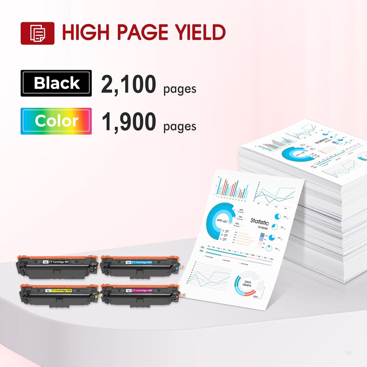 069 Toner Cartridge Set 069H MF753Cdw Compatible Replacement for Canon 069 Toner Cartridge Set for Canon imageCLASS MF 753Cdw MF751Cdw MF752Cdw LBP674Cdw LBP674Cx LBP673Cdw (B/C/Y/M, 4 Pack)