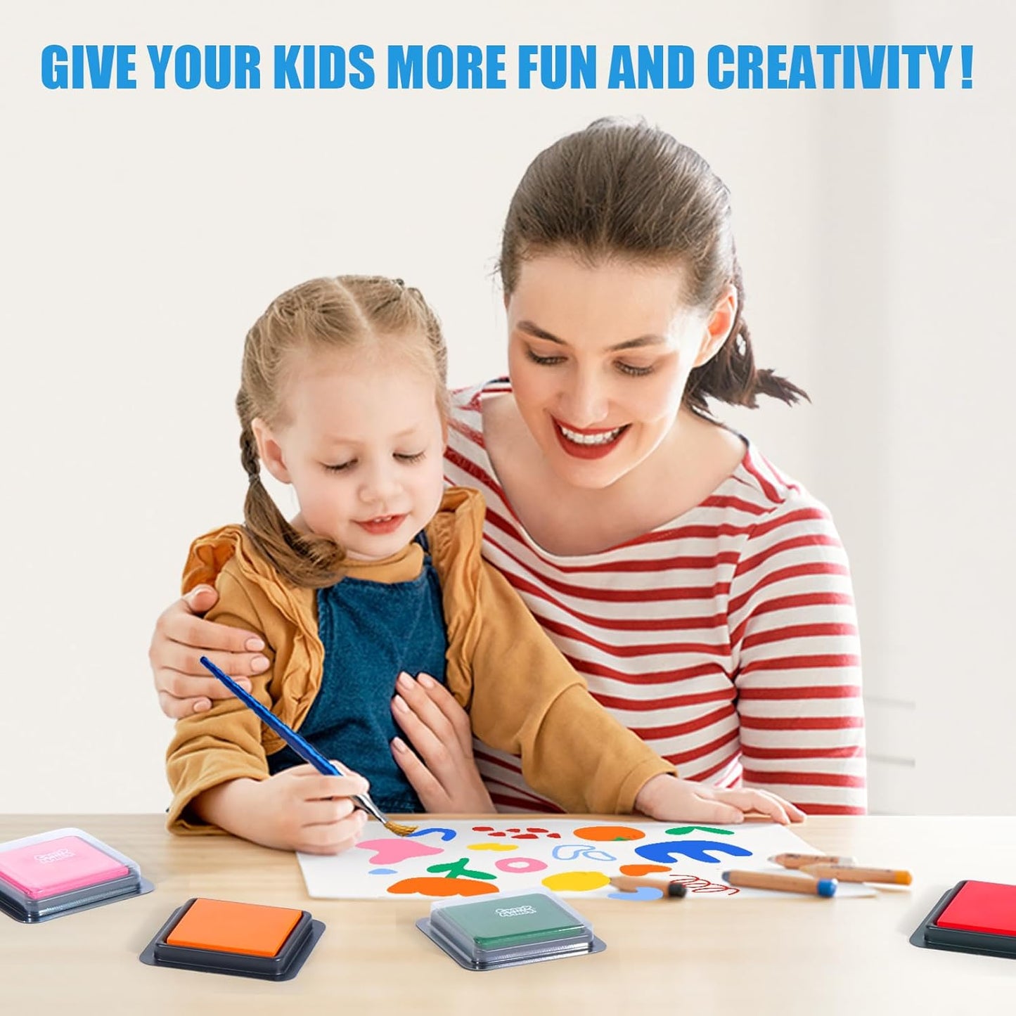 8 Colors Washable Stamp Pad for Kids Finger Paint, Latex Foam Fingerprint Inkpad, Water Base Ink Stamps Pads for Kid Classroom, Clothing, Letter (8 Colors)