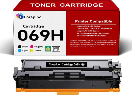 069H 069 High Yield Black Toner Cartridges Replacement for Canon 069/069H Toner Cartridge with ImageCLASS MF753Cdw MF751Cdw MF752Cdw LBP674Cdw LBP673Cdw LBP674Cx 756Cx|with Chip,069H Toner