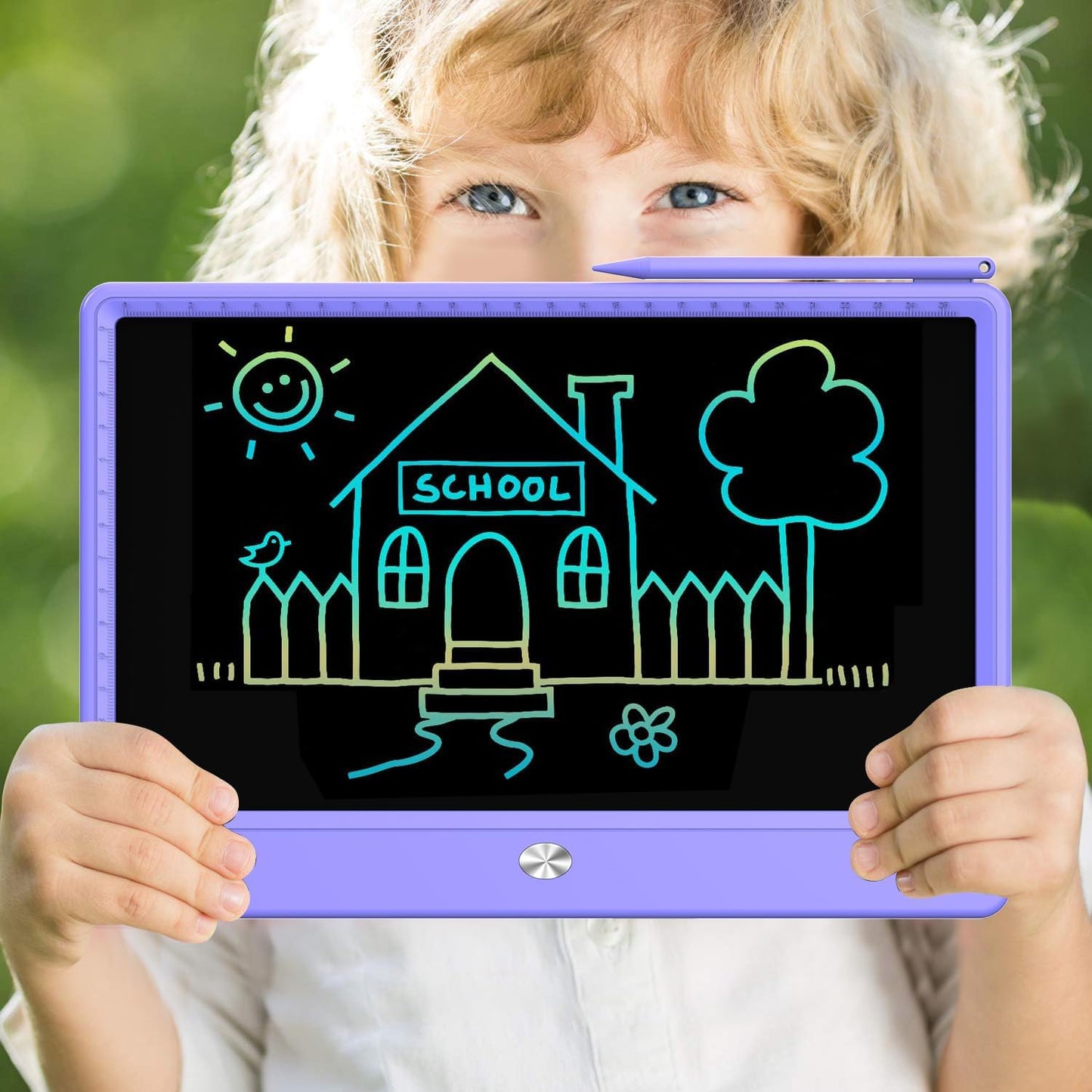FLUESTON LCD Writing Tablet, Doodle Board Toys Gifts for 3-8 Year Old Girls Boys, 12 Inch Colorful Electronic Board Drawing Pad for Kids, Gifts for Toddler Educational Learning Travel Birthday, Purple