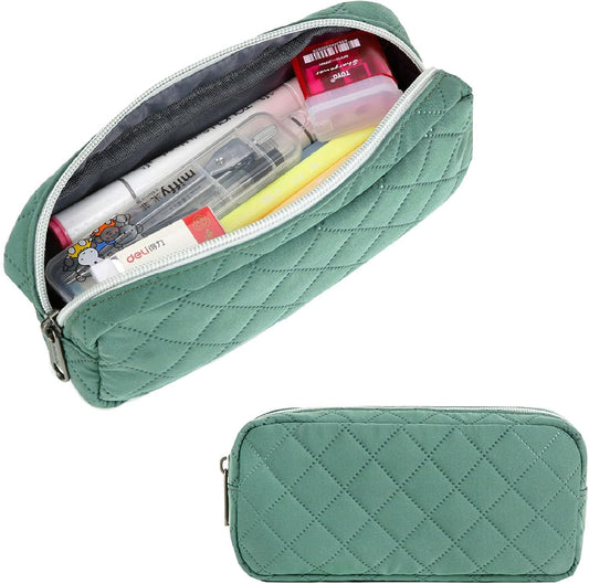 Della Gao Small Pencil Case Large Capacity Pencil Pouch Marker Pen Bag Coin Pouch Office Stationery Organizer (Dark Green)