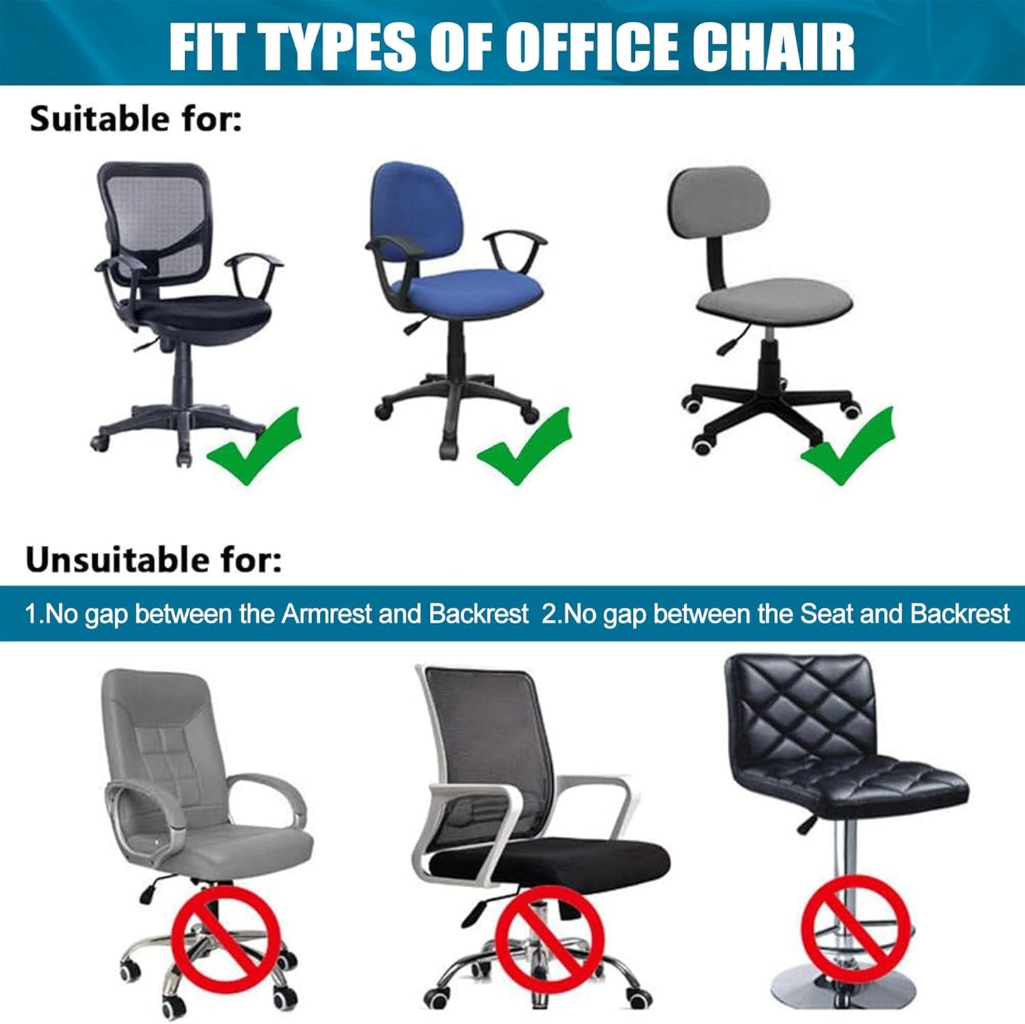 Smiry Printed Office Computer Chair Seat Covers, Stretch Fit Universal Desk Rotating Chair Cover Washable Removable Seat Cushion Protectors - Blue Green