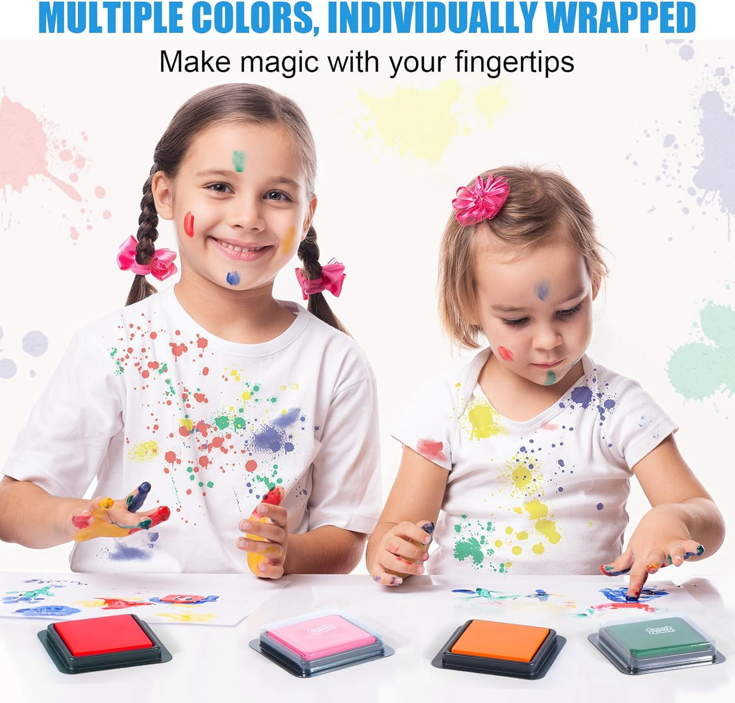 8 Colors Washable Stamp Pad for Kids Finger Paint, Latex Foam Fingerprint Inkpad, Water Base Ink Stamps Pads for Kid Classroom, Clothing, Letter (8 Colors)