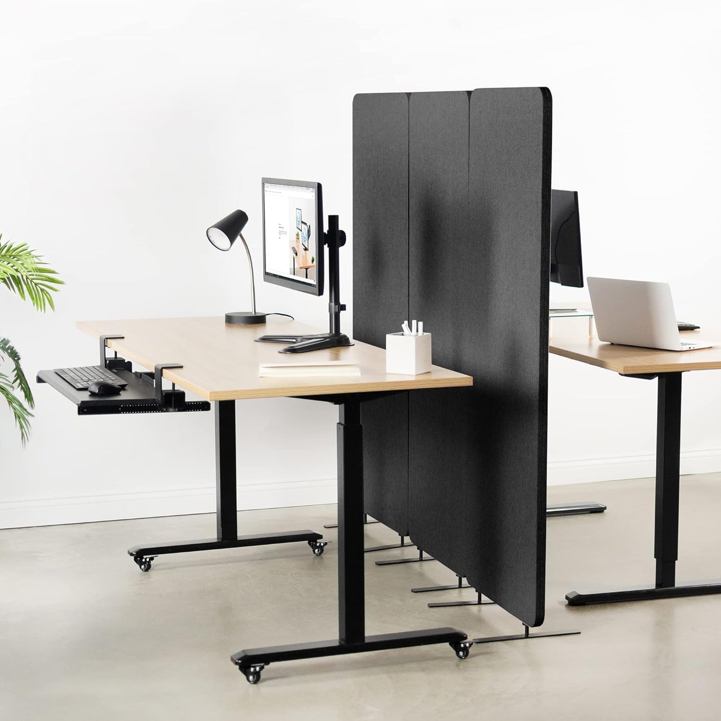 VIVO Freestanding 24 x 66 inch Privacy Panel, Cubicle Divider, Acoustic Wall Partition, Single 24 inch Panel with 2-Sided Zipper Attachment System, Dark Gray, PP-1-T024D