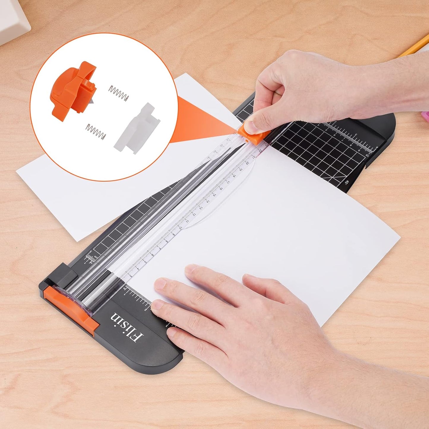 Paper Cutter,Portable Paper Slicer,12 Inch Paper Trimmer Scrapbooking Tool with Automatic Security Safeguard and Side Ruler for Craft Paper,A4 Paper,Coupon, Label and Cardstock (Black)