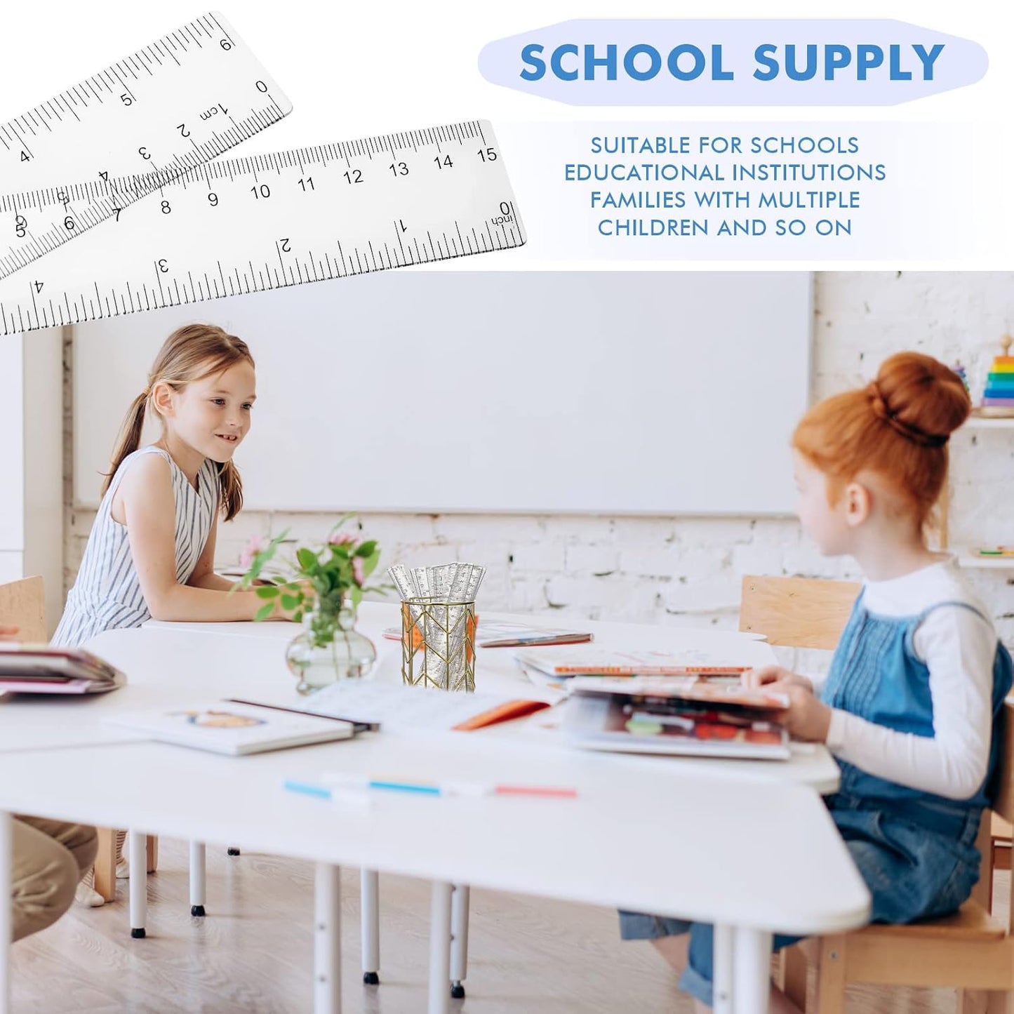 Zonon 500 Pcs 6 Inch Rulers Bulk Clear Plastic Flexible Straight Rulers with Inches and Centimeters First Day of School Gift for Students Back to School Office Supplies