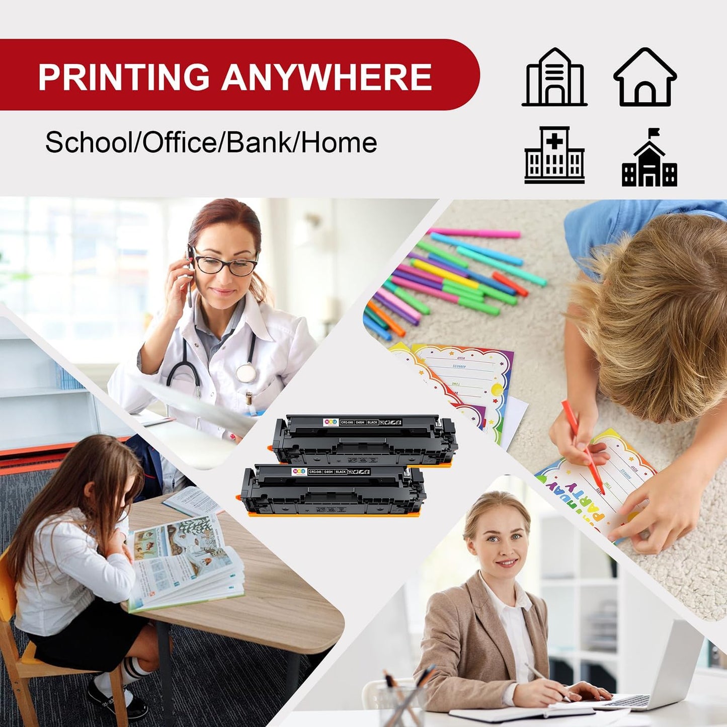 046H Black Toner Cartridge Compatible with Canon 046H 046 Toner Cartridge Set, Works with Color ImageCLASS MF733Cdw MF731Cdw MF735Cdw LBP654Cdw Laser Printers (2 Pack, Black)