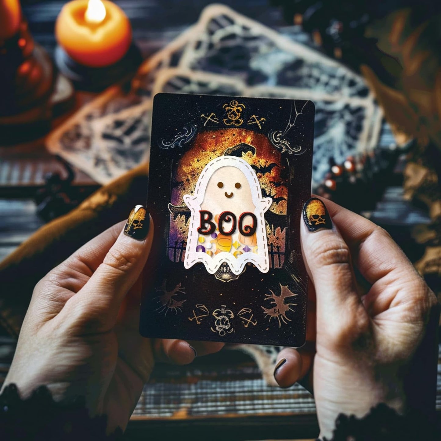 GLOBLELAND Halloween Shaker Cutting Dies for Card Making Ghost Pumpkin Cut Die for DIY Scrapbooking Journal Embossing Paper Craft Decor