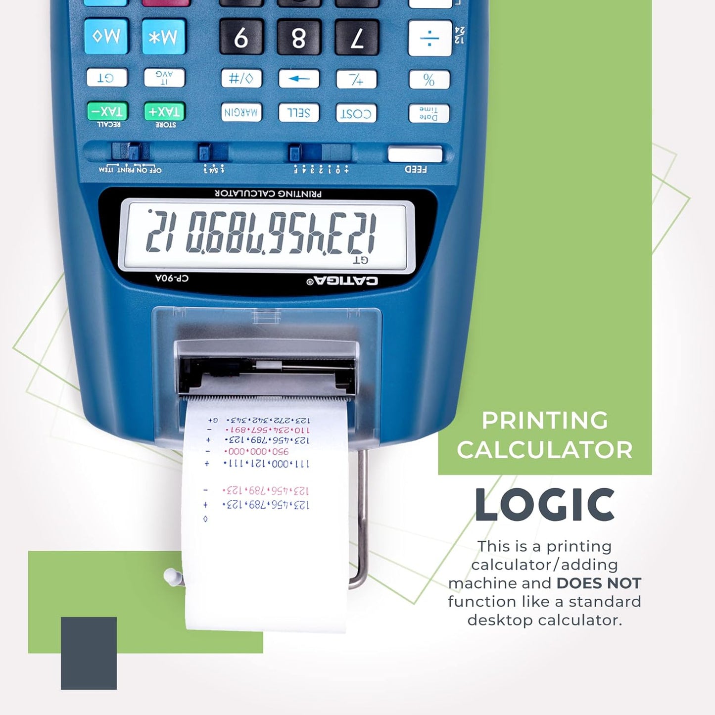 CATIGA New & Upgraded 2025 Printing Calculator Adding Machine 10 Key, Desktop Home Office Calculator with Paper Roll Print Out, Accounting Business Finance