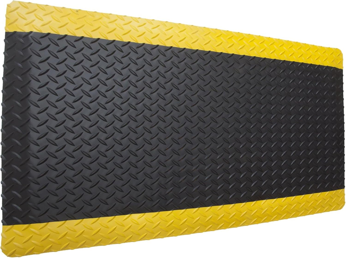 Rhino Mats, American Classic Diamond Anti-Fatigue Mats, Industrial Ergonomic Comfort Standing Mat for Work, Home, Garage, Office, Kitchen or Anywhere (Black/Yellow 1" Thick, 2 FT. x 14 FT.)