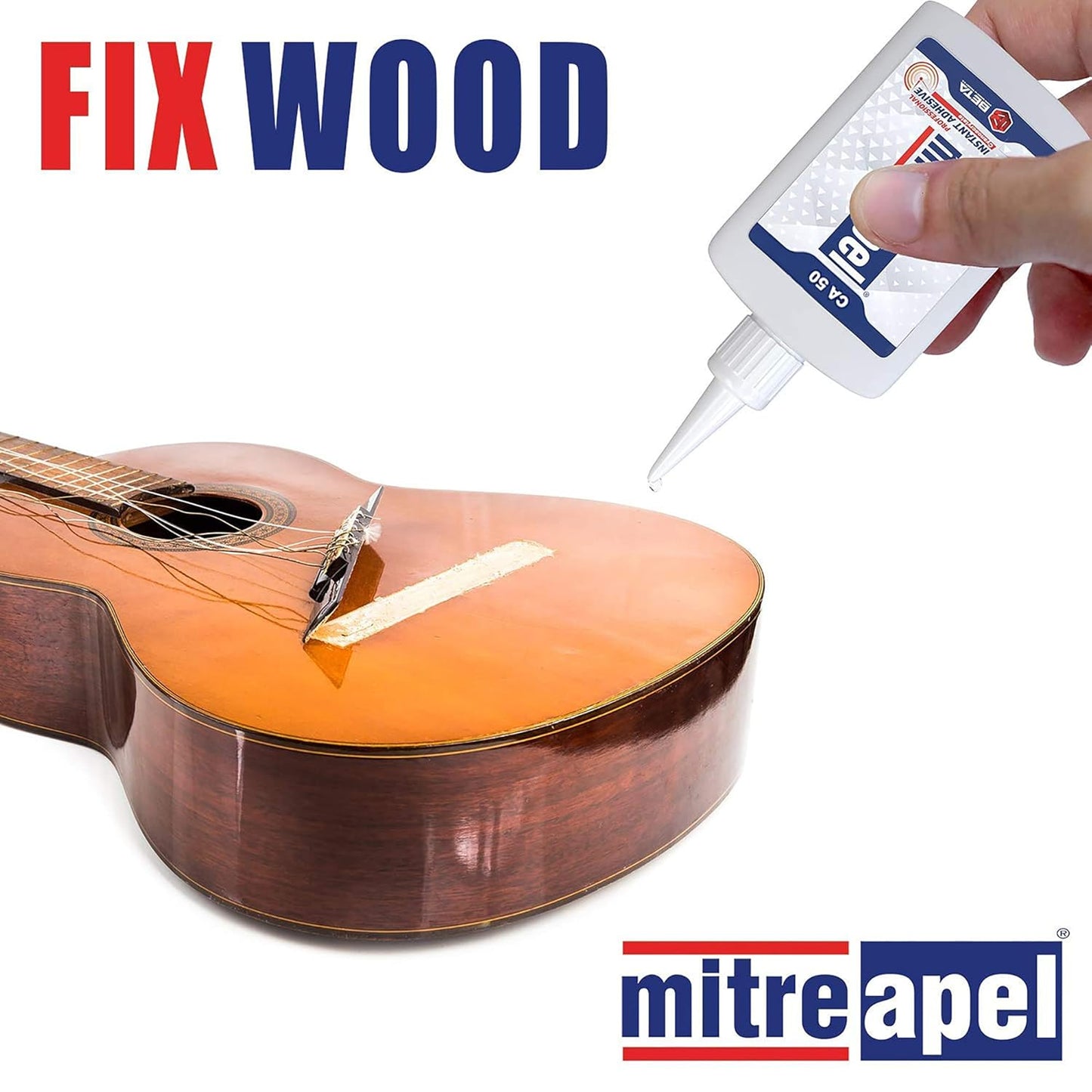 MITREAPEL Ca Glue with Activator (50 x 1.7 oz - 50 x 6.7 fl oz), Cyanoacrylate Super Glue for Plastic, Glass, Leather, Ceramic, Woodworking, DIY, 3D Printing - Instant Bond - 50 Pack
