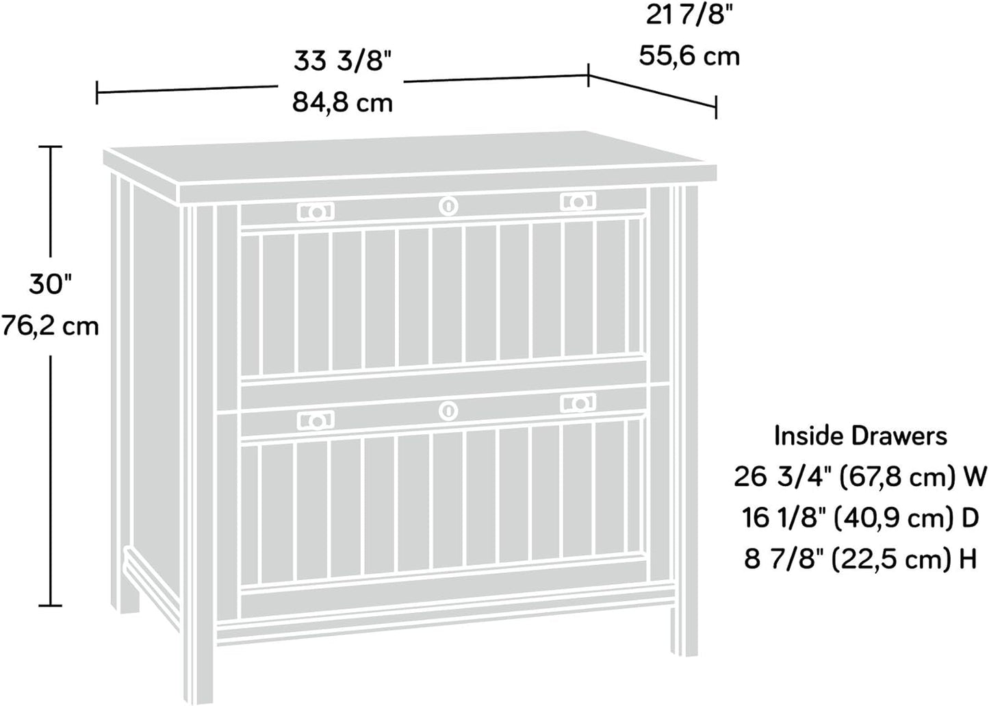 Sauder Costa Lateral File Cabinet, 2-Drawer, Coffee Oak, Locking, Rustic Cottage Style